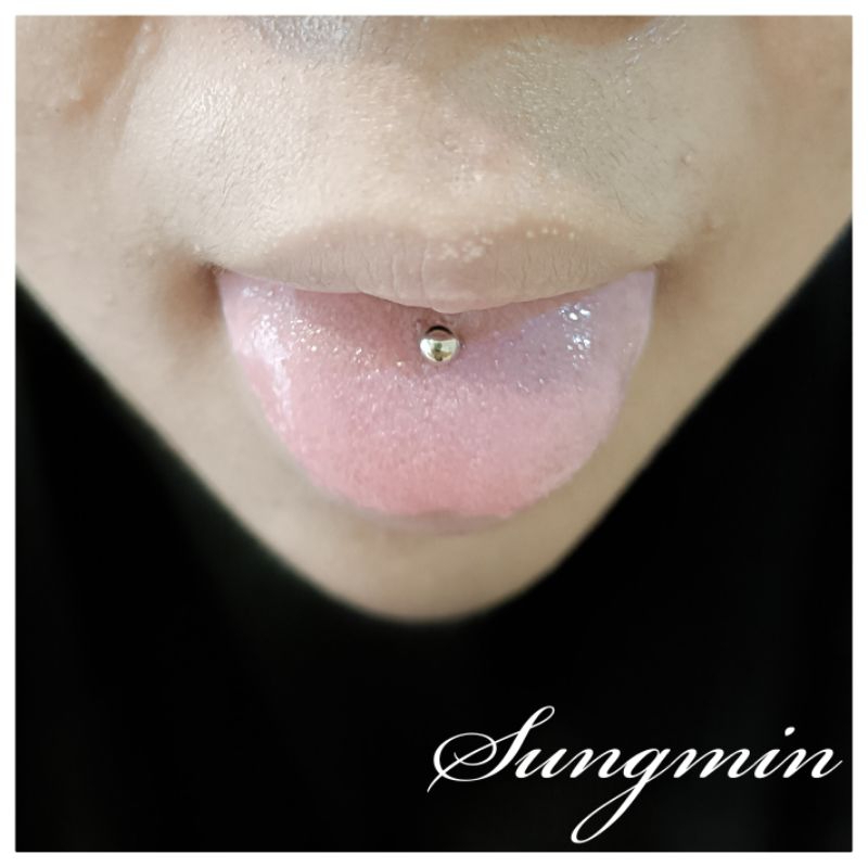 Khuyên lưỡi ngắn 10mm 12mm 14mm - khuyên lưỡi mini 14G bi nhỏ 4mm THÉP Y TẾ 316L