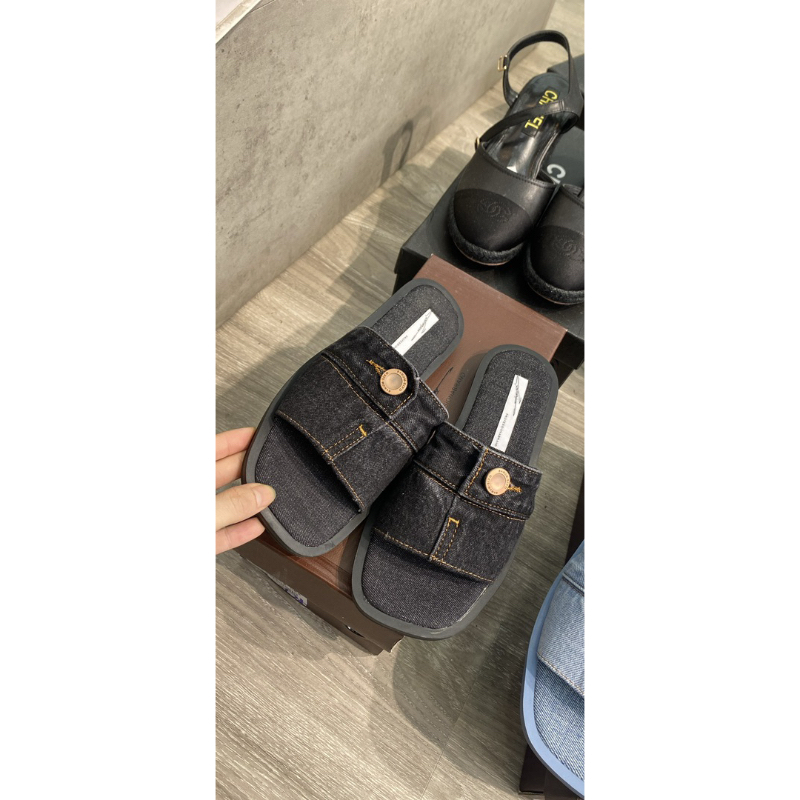 Dép lê vải bò khuy 3 màu hot denim