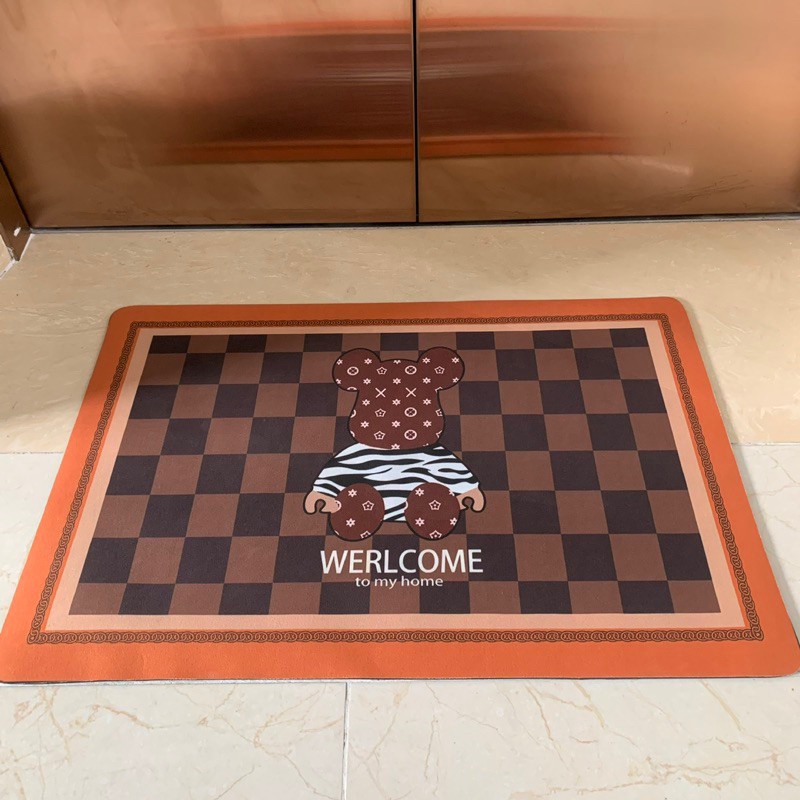 Thảm lau chân HÀNG CAO CẤP thảm chùi chân silicon siêu thấm nước hoạ tiết Thương Hiệu sang trọng - CH117