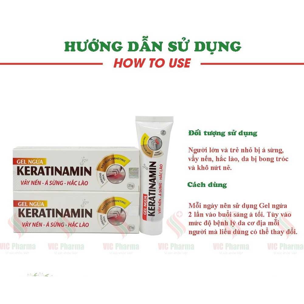 Gel Keratinamin hỗ trợ giảm ngứa giúp dưỡng da, làm ẩm mát da, ngăn ngừa tình trạng da khô nhăn - Tuýp 25g