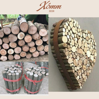 Khúc gỗ mộc tự nhiên decor đk 2-7cm, dài 10-20cm, khoanh gỗ, củi khô trang trí noel, tết