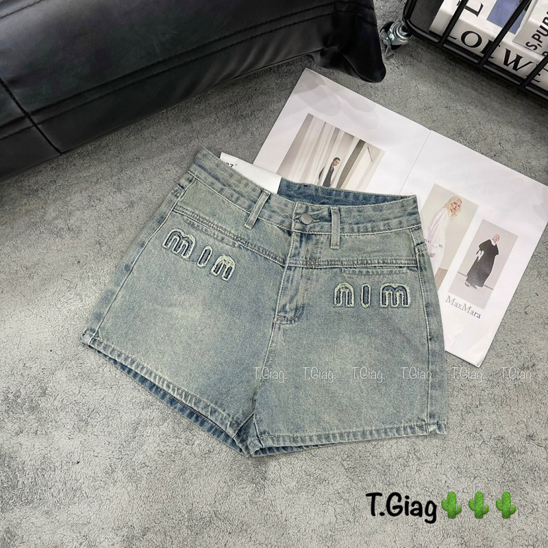 QUẦN SOOC JEANS ÔM MIU MIU CẠP CAO HÀNG QCL1 MS24711