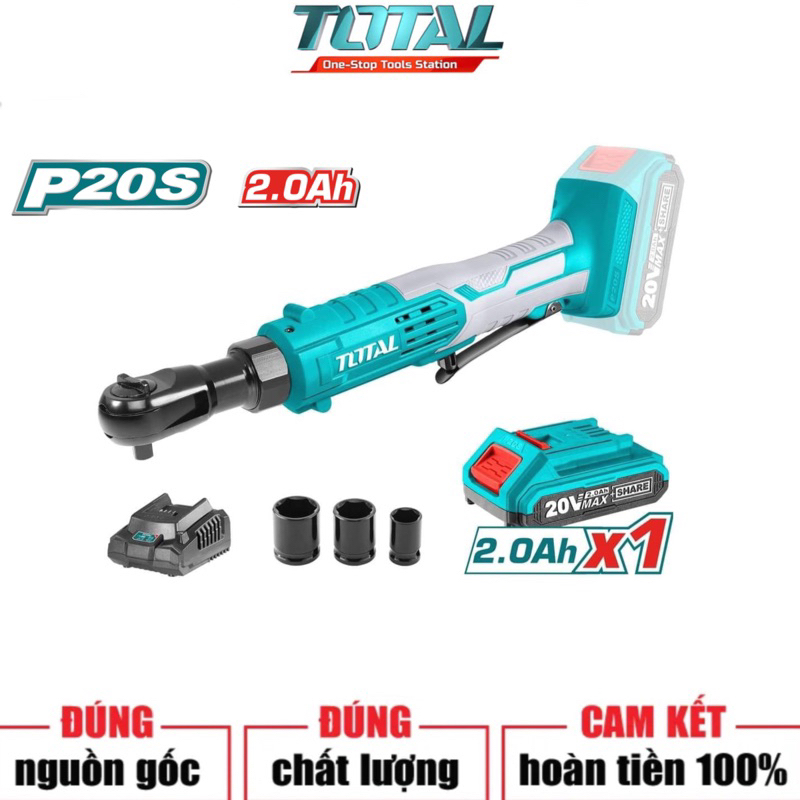 TOTAL Máy siết bu loong góc dùng pin Lithium 20V TDRLI206015