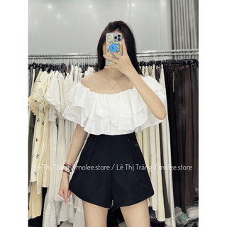 Set áo trễ vai bèo crt quần sooc phồng - ảnh thật molee.store