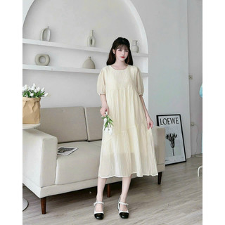 Váy bầu xinh, đầm bầu chất voan hai lớp BĐA3012