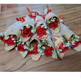 Bó hoa hồng sáp ốc quế lưới tuyết