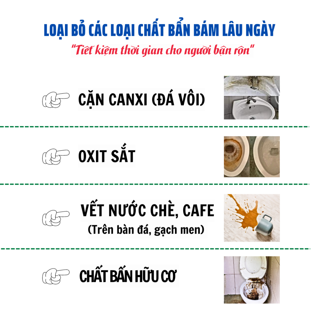 [Chuyên dụng] Nước tẩy bồn cầu gốm sứ gạch men sàn nhà FasterCera 500ml đánh bay ố vàng, hương Hoa Ly dịu nhẹ