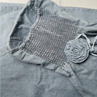 Đầm Jeans Cúp Ngực Kèm Chocker Hoa