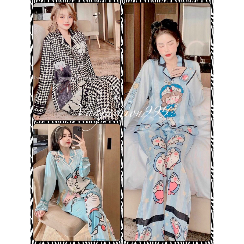 - Bộ Pijama thiết kế doremon lụa xước cao cấp loại 1 size 40-60kg