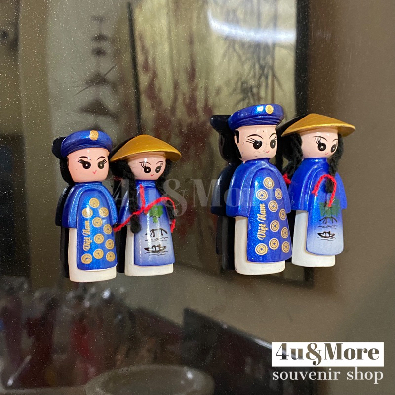 Dính nam châm gốm áo dài dân tộc đôi nam nữ