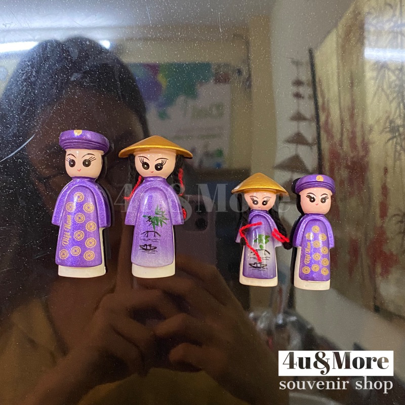 Dính nam châm gốm áo dài dân tộc đôi nam nữ