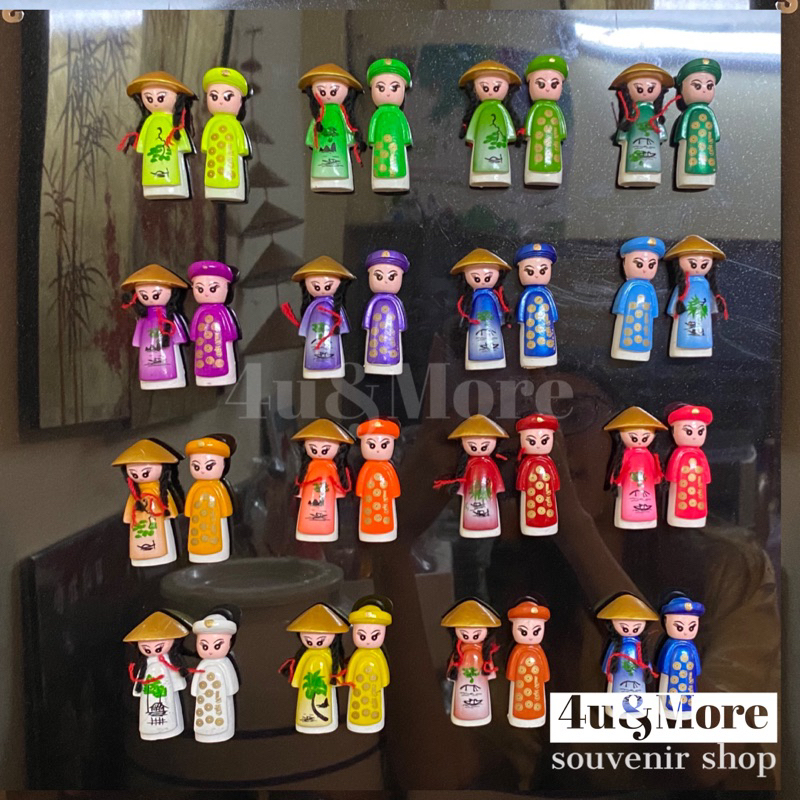 Dính nam châm gốm áo dài dân tộc đôi nam nữ