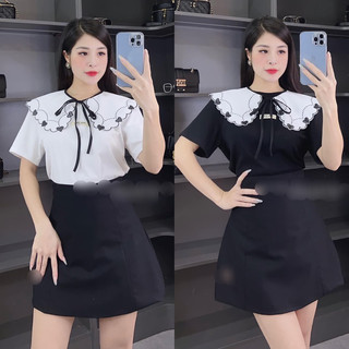 Bigsize 55-90kg sét cổ thêu phối chân váy
