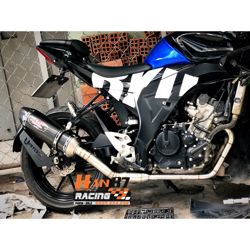 Cổ pô GSX150 Bandit150 bao chuẩn in304 - bầu hơi ấm