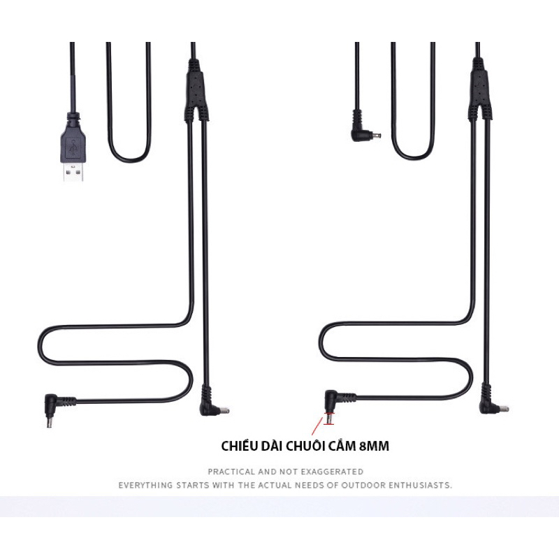 Dây Cáp  Chân Tròn DC và Cáp USB Nối Pin Với Quạt Điều Hoà Chính Hãng