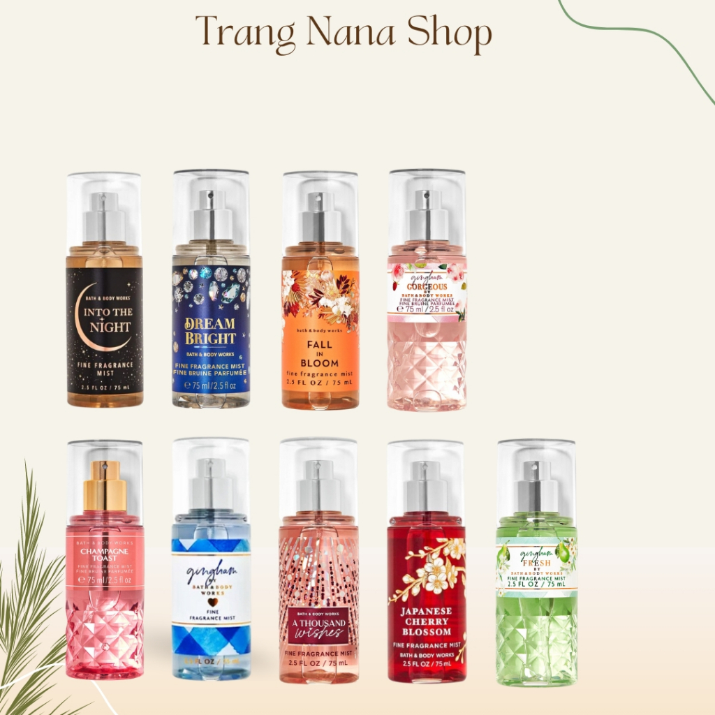 Xịt Thơm Body TRAVEL SIZE body mist hương nước hoa Bath And Body Works Full Size 75ml