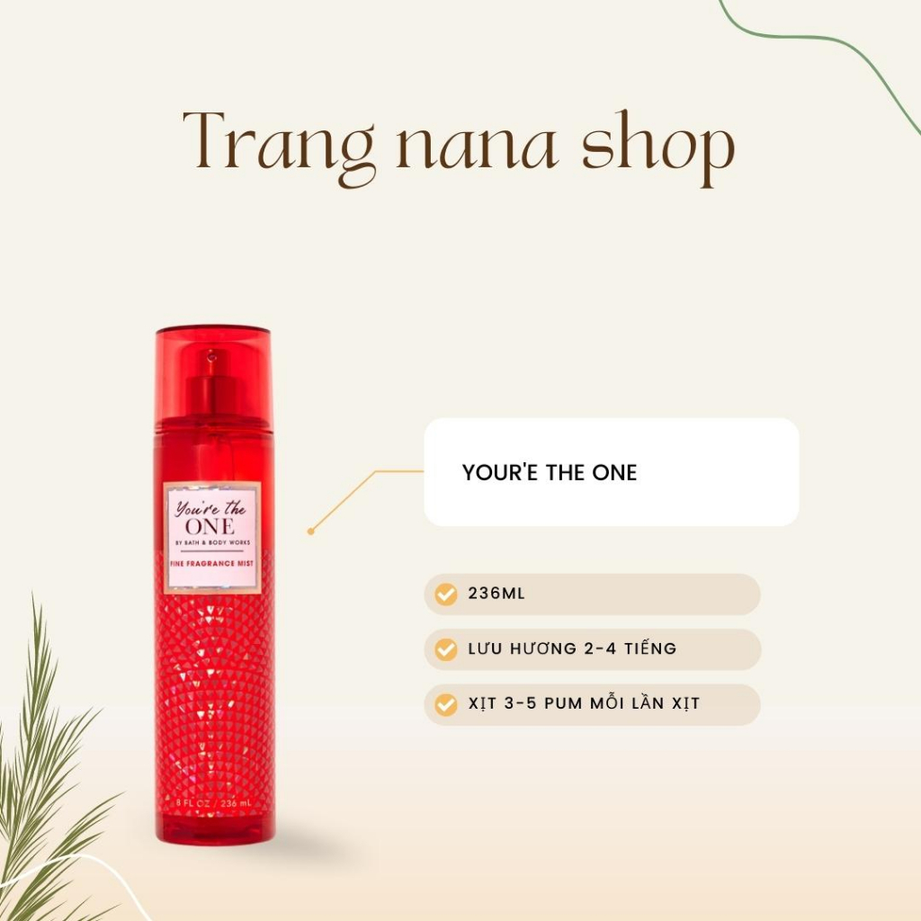Xịt thơm Body YOU ARE THE ONE Body Mist Hương Nước Hoa Bath Body Works 236ml - Bill Mỹ