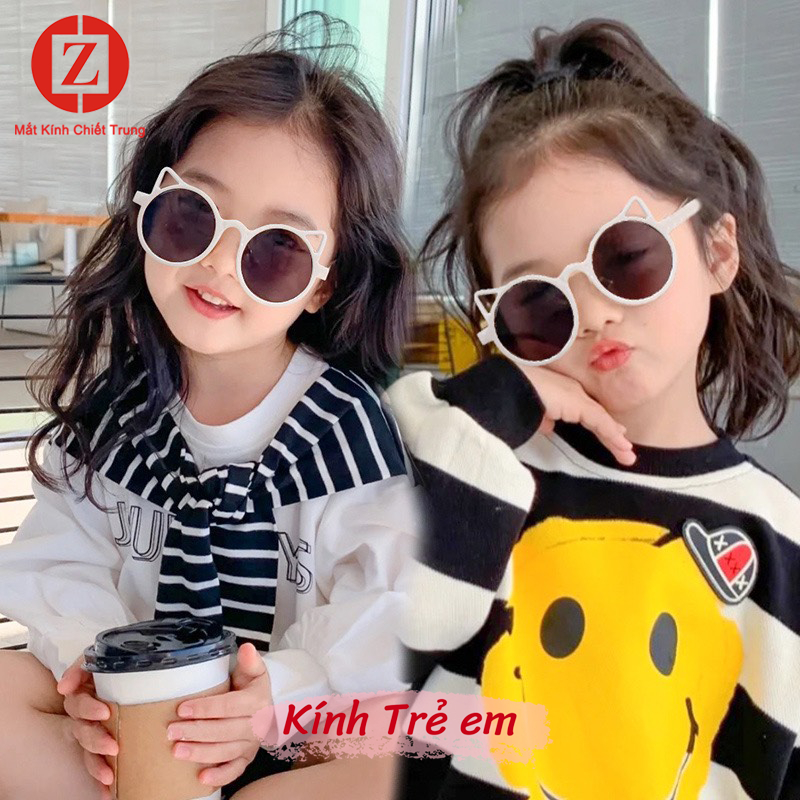 Kính Râm thời trang chống nắng choTrẻ Em form tai mèo màu trong mã H6601