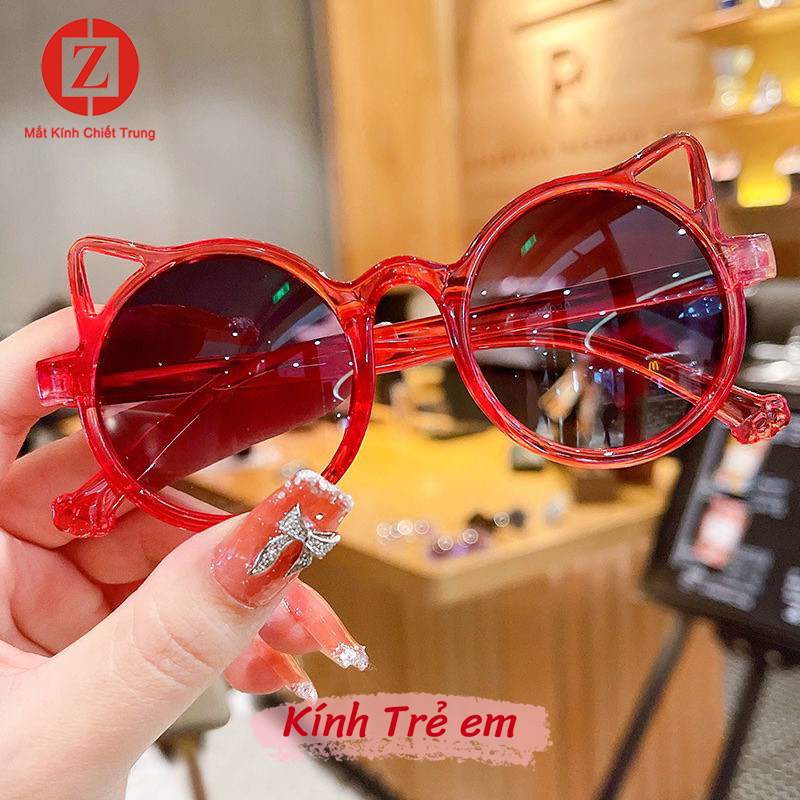Kính Râm thời trang chống nắng choTrẻ Em form tai mèo màu trong mã H6601