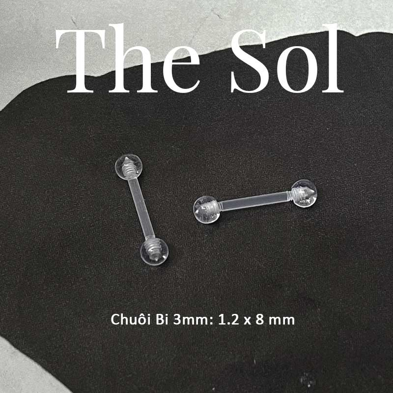 Khuyên Tai Nhựa Trong Suốt Unisex Chuôi Bi Nhựa thesolvn