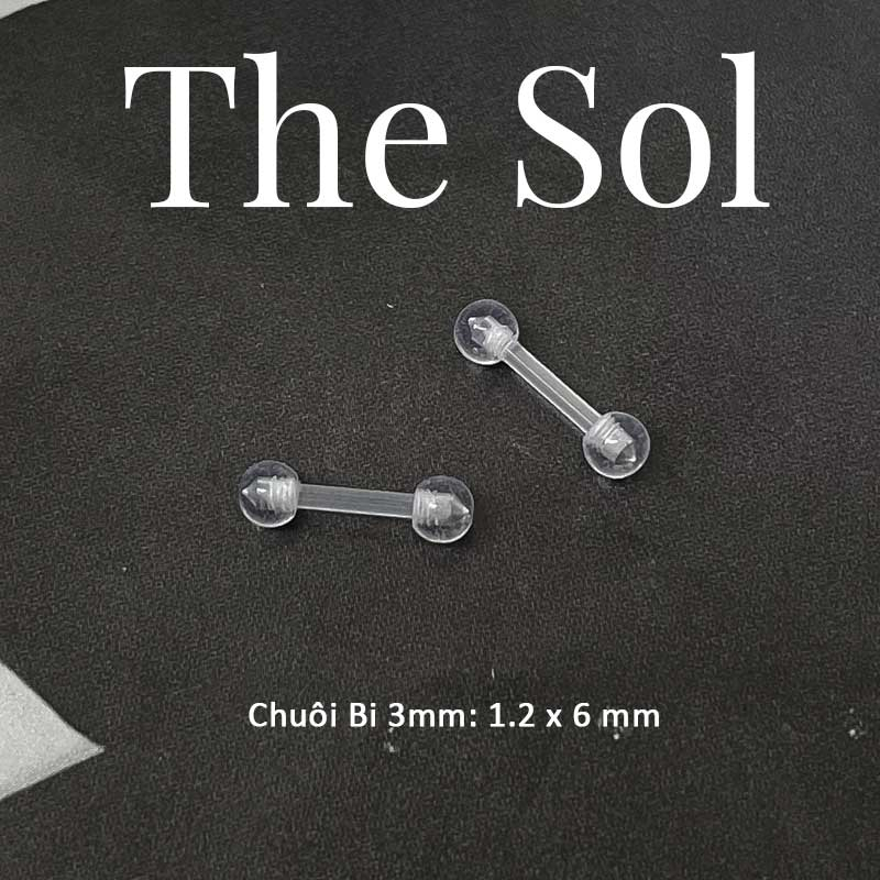 Khuyên Tai Nhựa Trong Suốt Unisex Chuôi Bi Nhựa thesolvn