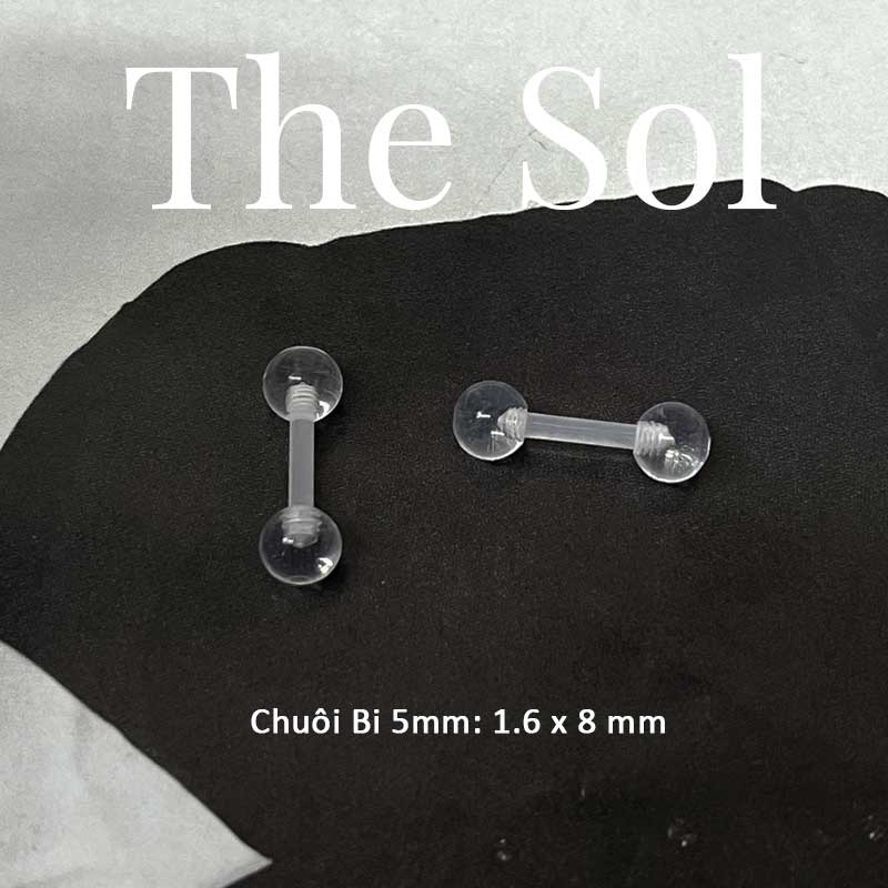 Khuyên Tai Nhựa Trong Suốt Unisex Chuôi Bi Nhựa thesolvn
