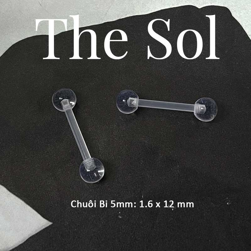 Khuyên Tai Nhựa Trong Suốt Unisex Chuôi Bi Nhựa thesolvn