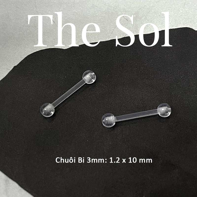 Khuyên Tai Nhựa Trong Suốt Unisex Chuôi Bi Nhựa thesolvn