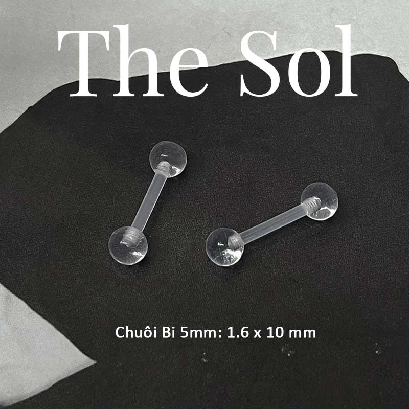 Khuyên Tai Nhựa Trong Suốt Unisex Chuôi Bi Nhựa thesolvn