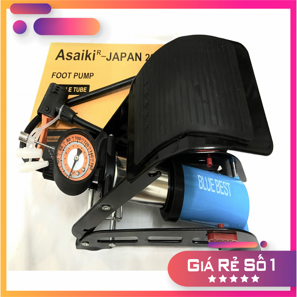 Bơm Đạp Chân 1 Xilanh Đa Năng Mini Cho Ô Tô Xe Máy Xe Đạp Bơm Bóng - STANLAYS - ASAIKI BlueBest Nhật Chính Hãng