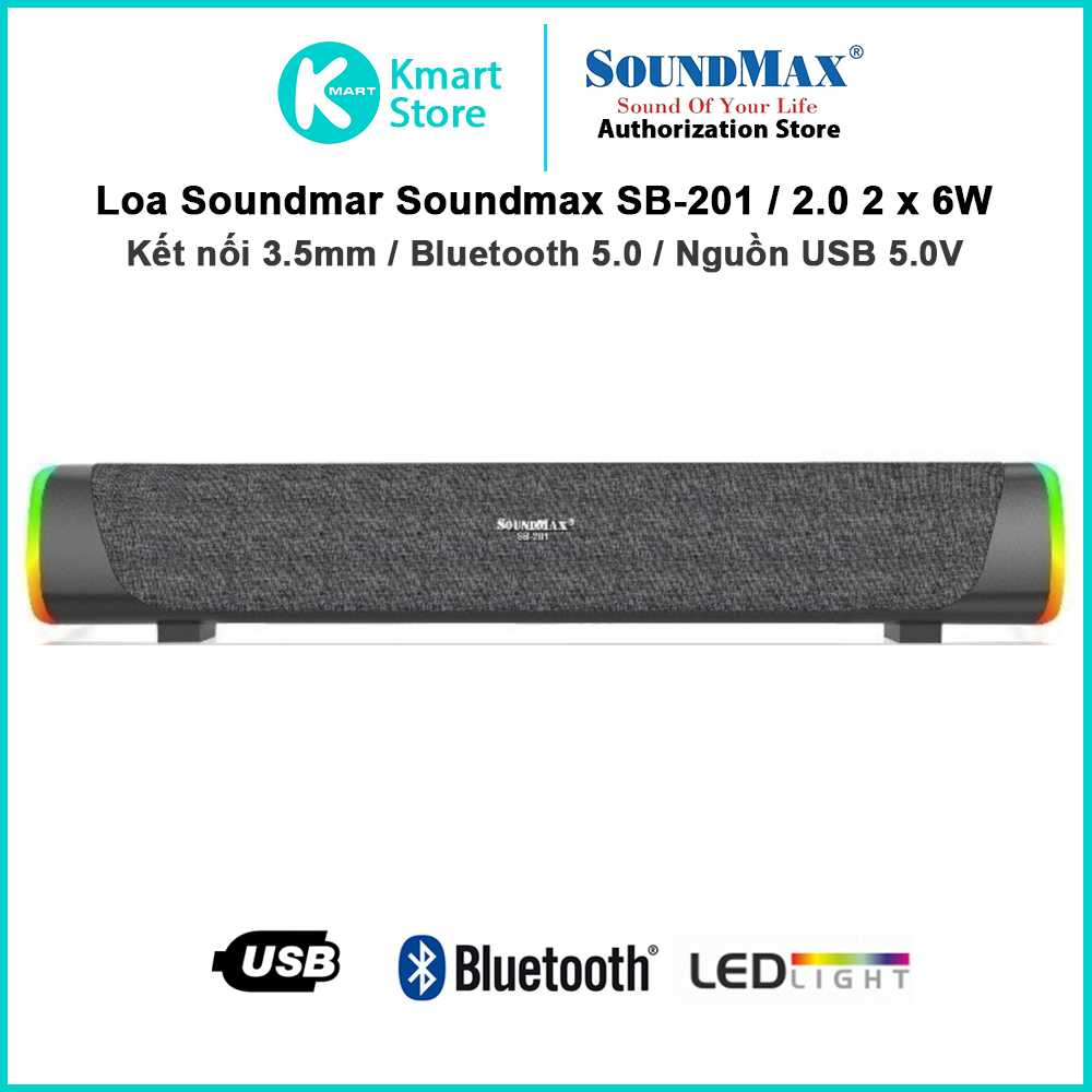 Loa Vi Tính SoundMax SB-201 2.0 12W Bluetooth 5.0 - Hàng Chính Hãng.