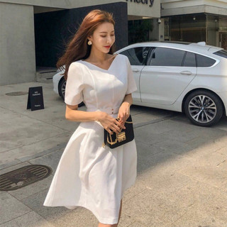 Đầm cổ V kèm belt 2 màu (kèm hình thật)
