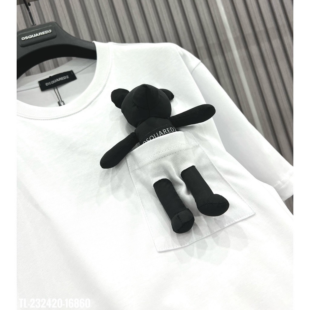 Áo Thun DSQUARED7 Túi Gấu Form Rộng Tay Lỡ Vải Cotton 100% , Áo Phông Tay Lỡ Unisex Nam Nữ