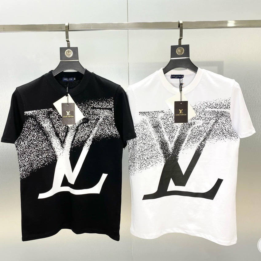 Áo Thun LV In Nhũ Kim Bạc Kim Tuyến Form Rộng Tay Lỡ Vải Cotton 100% , Áo Phông Unisex Nam Nữ