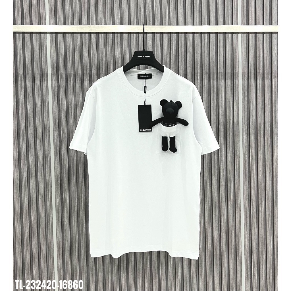 Áo Thun DSQUARED7 Túi Gấu Form Rộng Tay Lỡ Vải Cotton 100% , Áo Phông Tay Lỡ Unisex Nam Nữ