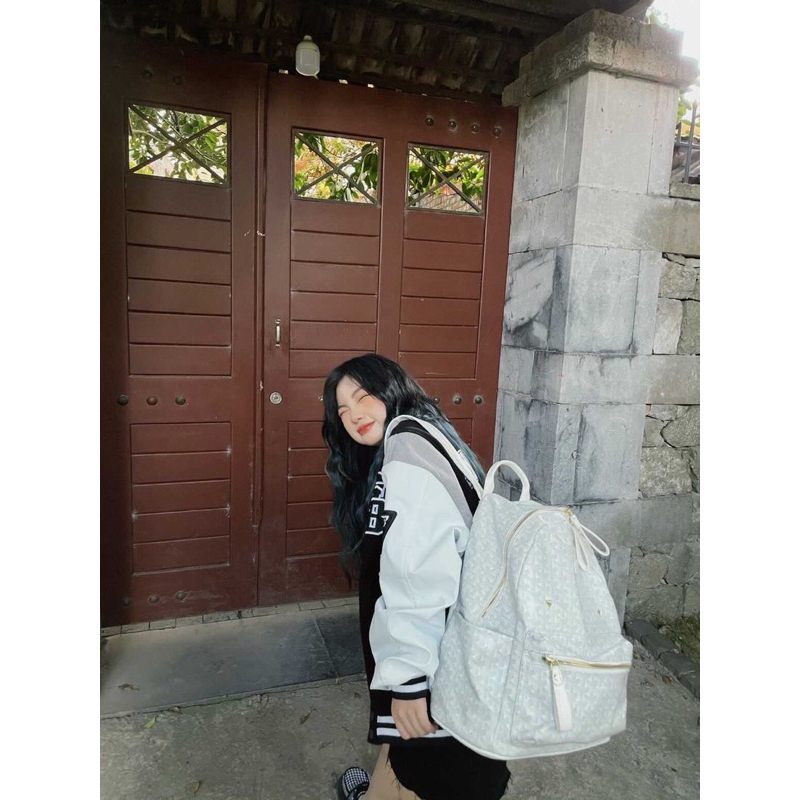 Balo Edmond Maison Monogram Marid Màu Trắng