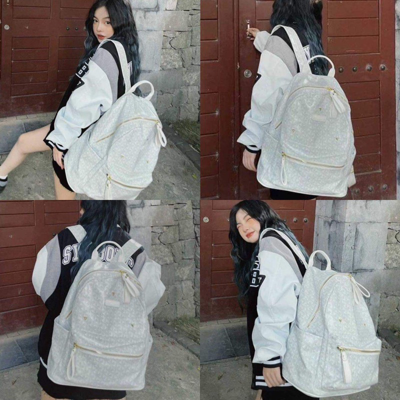 Balo Edmond Maison Monogram Marid Màu Trắng