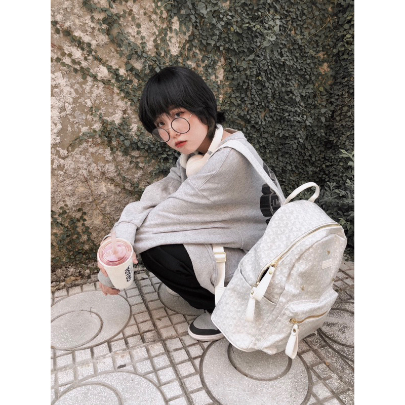 Balo Edmond Maison Monogram Marid Màu Trắng