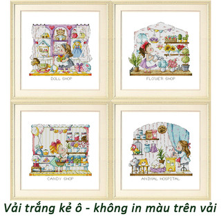 Tranh thêu chữ thập không in màu trên vải - mẫu soda cửa hàng 02 (27x24 cm)