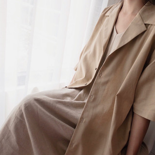 Áo sơ mi cộc tay linen màu be ( Paaes )