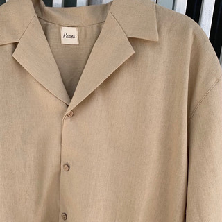 Áo sơ mi cộc tay linen màu be ( Paaes )