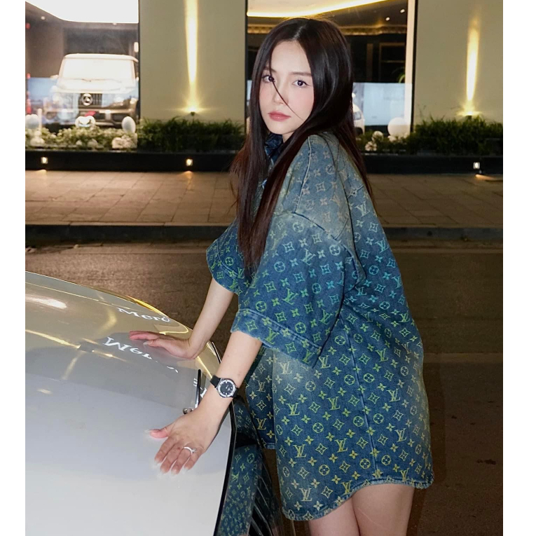 Áo sơ mi ngắn tay LV luôn vui tươi 23FW Monogram Shirt bản cao cấp, Áo jacket denim LV, áo sơ mi đi biển