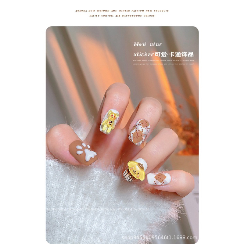 Set 20 charm nail, charm trong gắn móng tay hình con vật ngộ nghĩnh