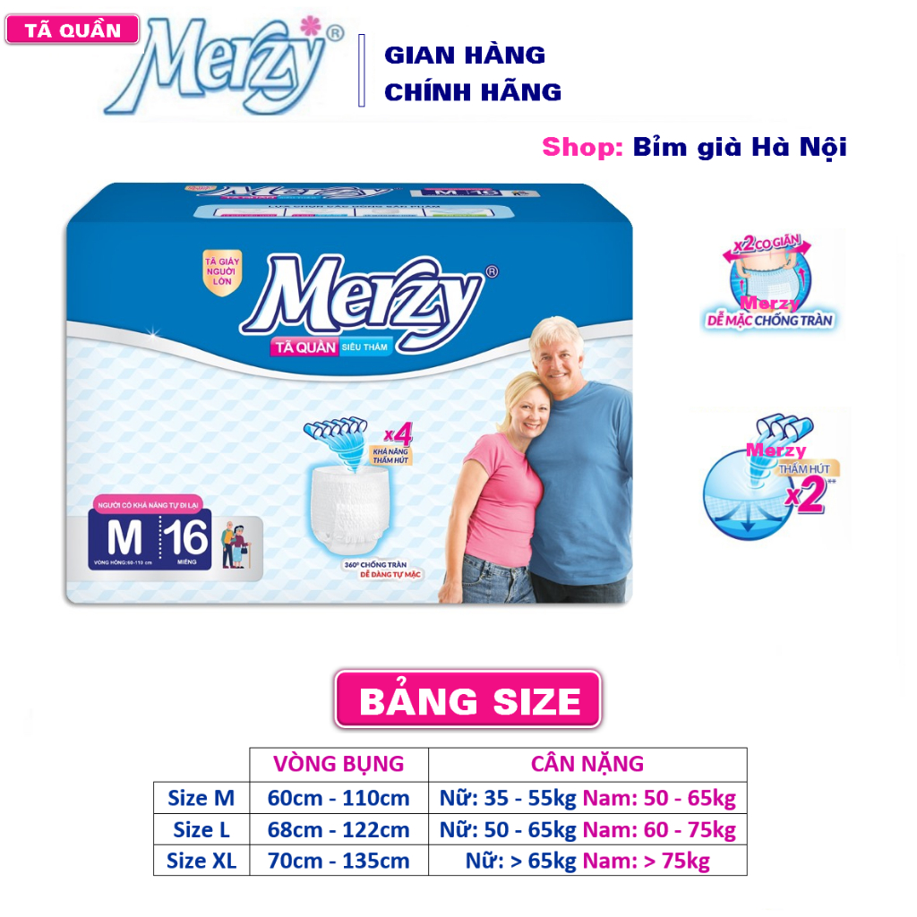 Tã già Merzy M16 L14 Bỉm quần già Merzy Bỉm quần Merzy Tã quần người già MERZY Tã quần mezy Bỉm quần già mezy Tã MEZY