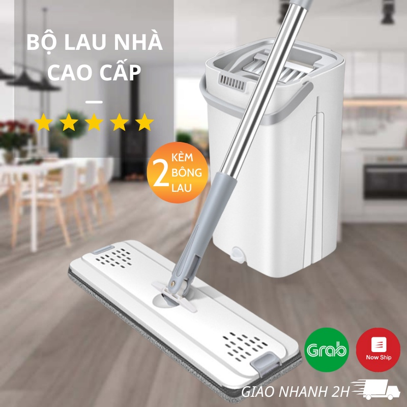 Bộ Cây Lau Nhà Chổi Lau Nhà Tự Vắt 360 Độ Chính Hãng Cao Cấp Tặng Kèm 2 Bông Lau