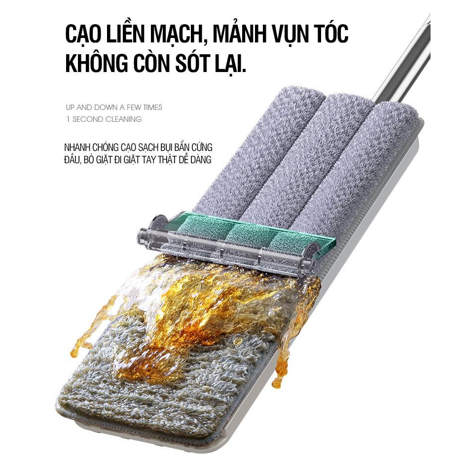 Bộ Cây Lau Nhà Chổi Lau Nhà Tự Vắt 360 Độ Chính Hãng Cao Cấp Tặng Kèm 2 Bông Lau