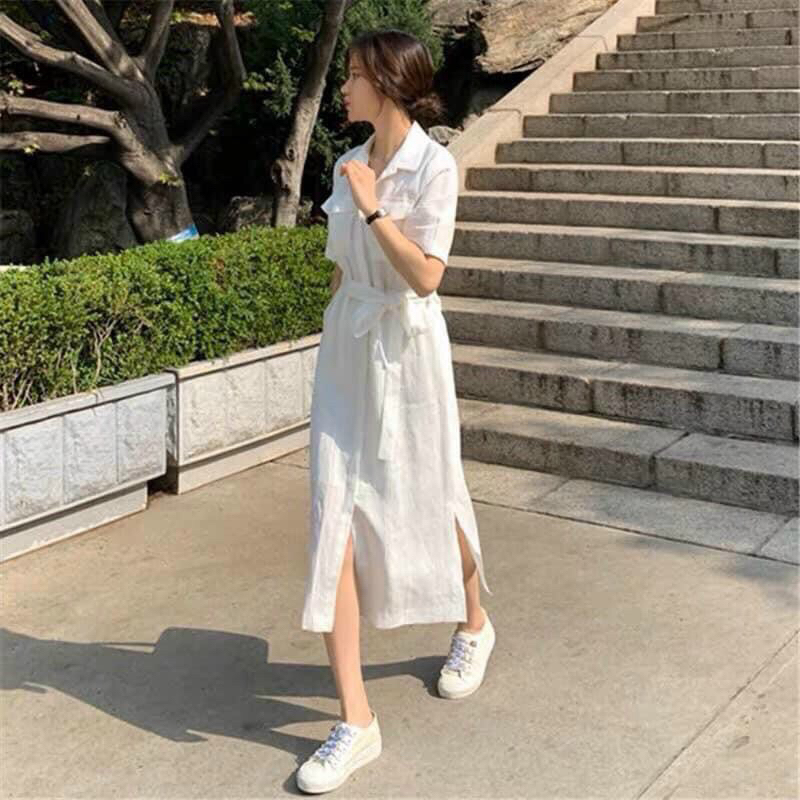 Đầm sơ mi gấu ZARA xuất dáng dài thoải mái form rộng thiết trẻ chung có túi dễ mặc hàng đủ size sml