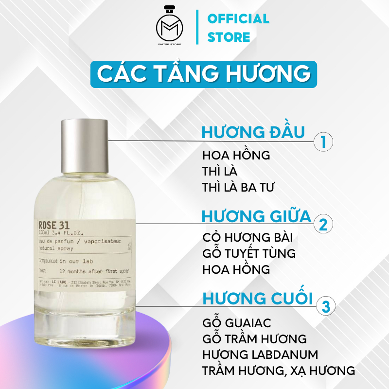 Nước hoa nam nữ Le Labo Rose 31 chiết 10ml dầu thơm nước hoa thơm lâu bí ẩm thu hút quý phái