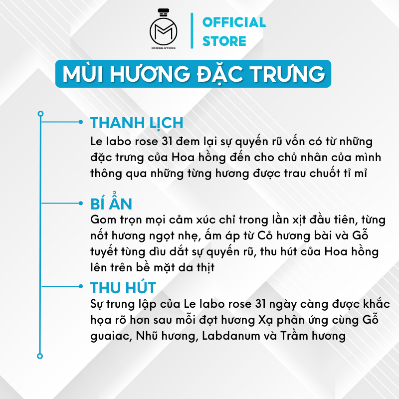 Nước hoa nam nữ Le Labo Rose 31 chiết 10ml dầu thơm nước hoa thơm lâu bí ẩm thu hút quý phái