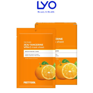 Hộp 10 miếng Mặt Nạ Dưỡng Trắng Da Vitamin C Prettyskin pretty skin The Pure Jeju Tangerine VITA C Mask Sheet 25ml